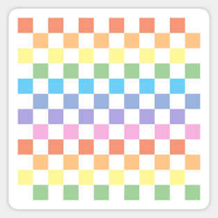 Bright pastel rainbow checkerboard Sticker